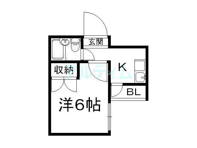 御幸町ハイツ(1K/3階)の間取り写真