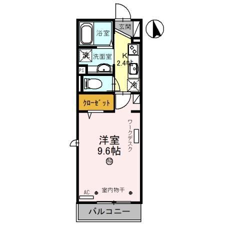 セジュールK(1K/2階)の間取り写真