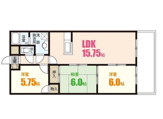 末田アパート(3LDK/2階)の間取り写真