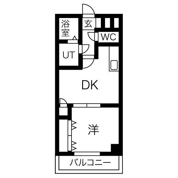 ワイズタワー徳川(1DK/5階)の間取り写真