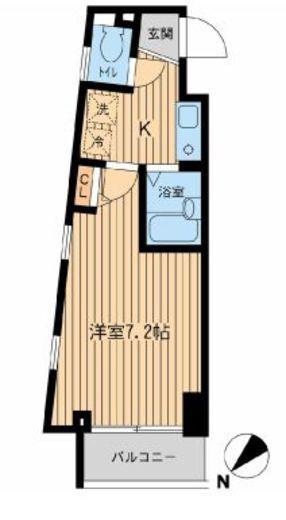マイナビステイ市ヶ谷河田町(1K/4階)の間取り写真