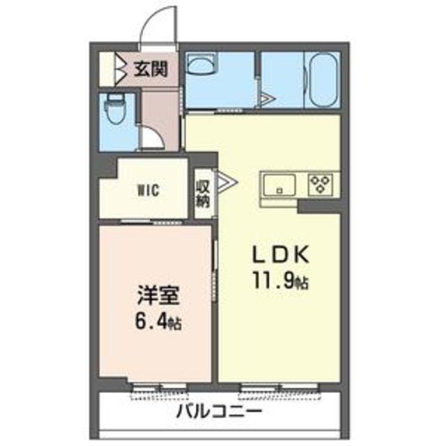 グランヴェール登戸(1LDK/2階)の間取り写真