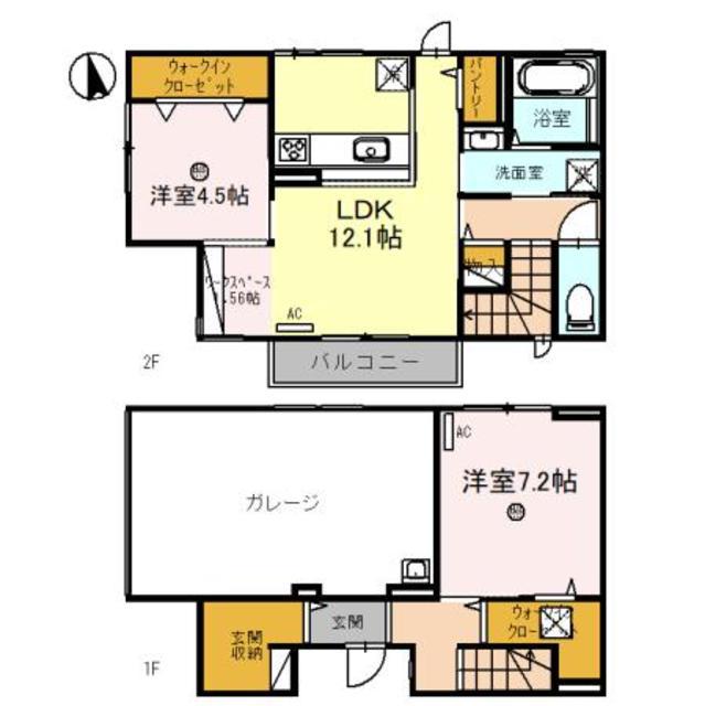 ヴェルデ秋葉町(2LDK/2階)の間取り写真