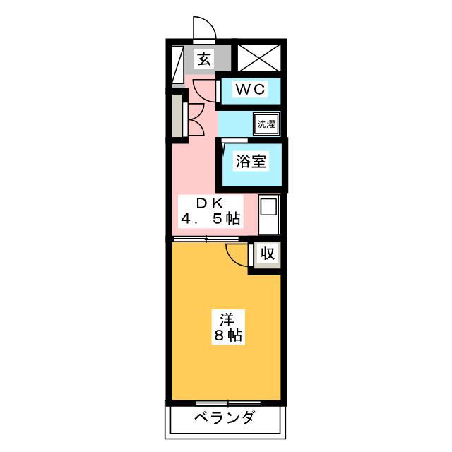 ドミール石塚(1DK/2階)の間取り写真