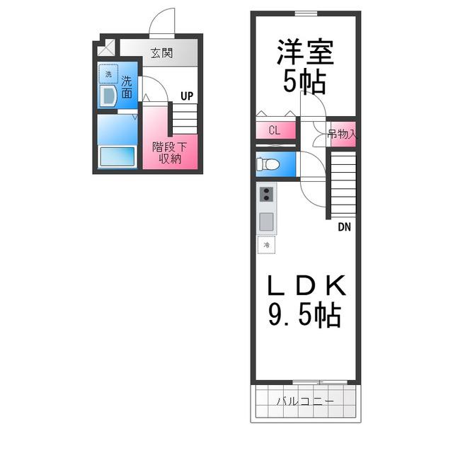 フジパレススリーハーブズ中百舌鳥町1丁(1LDK/2階)の間取り写真