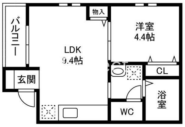 道場北2丁目AP(1LDK/1階)の間取り写真