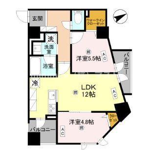 コンフォート泉尾(2LDK/2階)の間取り写真