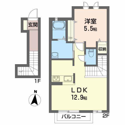 メゾンドブランシェ(1LDK/2階)の間取り写真