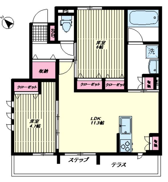 MEIN PLATZ (2LDK/1階)の間取り写真