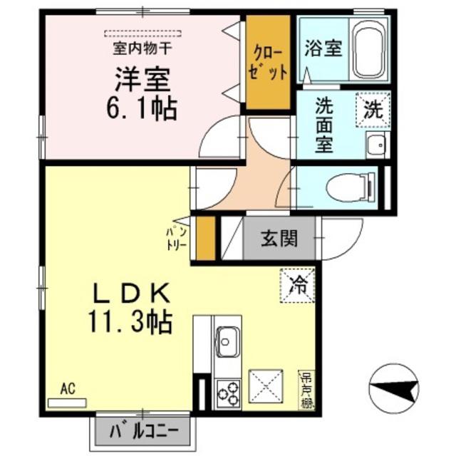 ASOKEB(1LDK/1階)の間取り写真