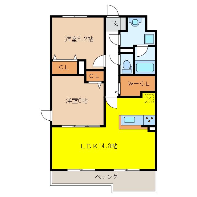 カンフリエ寿(2LDK/1階)の間取り写真