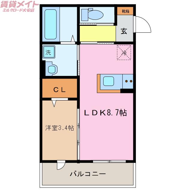 BELLE VILLE(1LDK/3階)の間取り写真