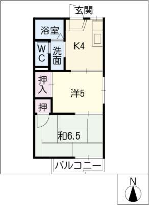 コーポ高木(2K/2階)の間取り写真