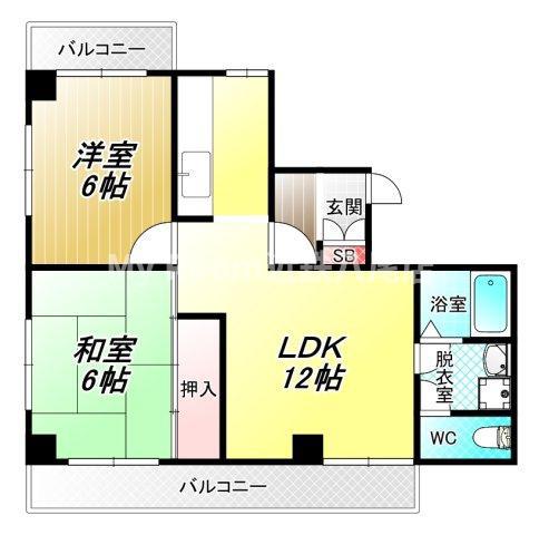 ルミエールマンション久宝寺(2LDK/2階)の間取り写真