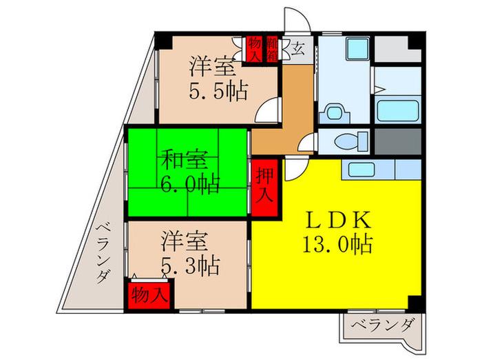 エクセルコーワII番館(3LDK/4階)の間取り写真