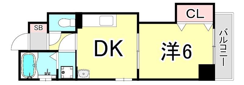 ル・ムーブル井村(1DK/9階)の間取り写真