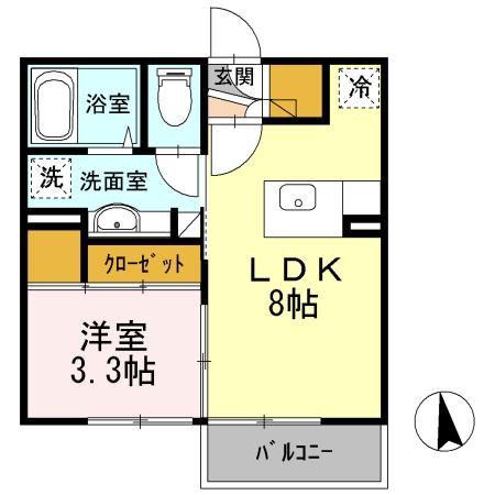 アルシオネ(1LDK/2階)の間取り写真