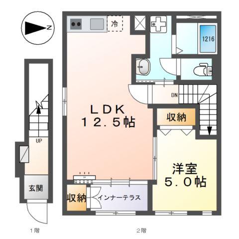 サンライズ(1LDK/2階)の間取り写真