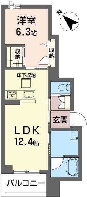 クオリスタ柏東(1LDK/1階)の間取り写真