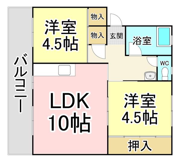 ユートピア葛原(2LDK/1階)の間取り写真