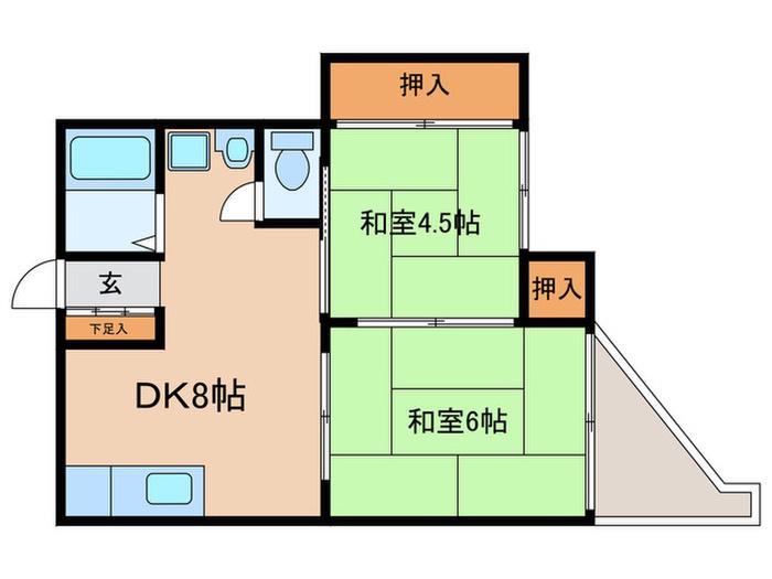 シュプリーム春日野(2DK/1階)の間取り写真