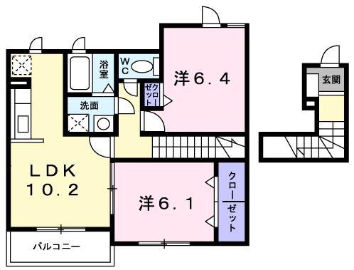 カーサ・プリムラ(2LDK/2階)の間取り写真