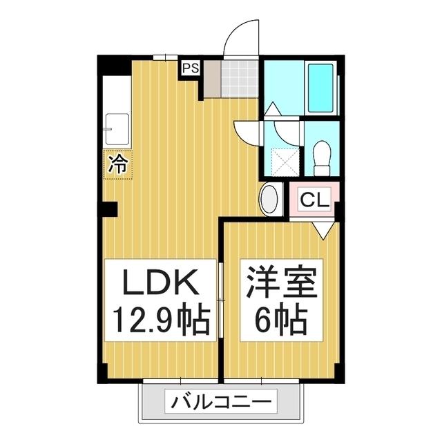サンフラッツ(1LDK/2階)の間取り写真