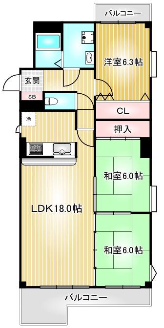 イオラニガーデン(3LDK/3階)の間取り写真