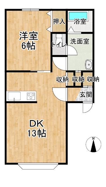 サンコート(1DK/1階)の間取り写真