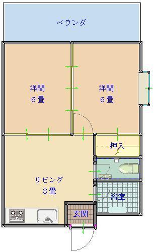 COCOUKUMASHIBARU(2DK/3階)の間取り写真
