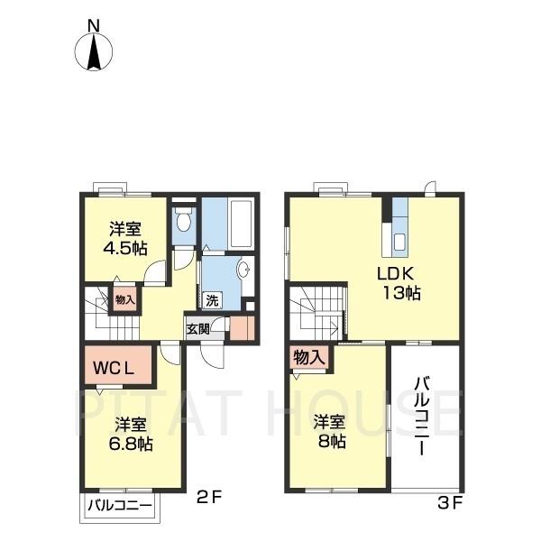 D-ROOM吹上フラッツ(3LDK/2階)の間取り写真