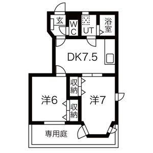 ピュアハウスA(2DK/1階)の間取り写真