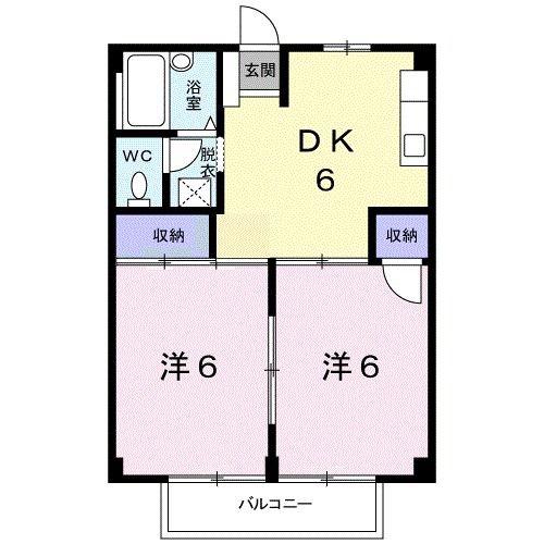 シティハイツ平成(2DK/2階)の間取り写真