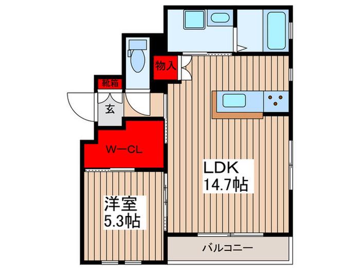 ヴェルハイム浦和(1LDK/1階)の間取り写真