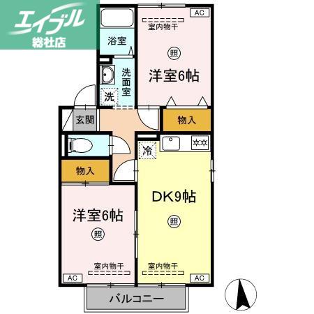 ドミール21(2DK/1階)の間取り写真