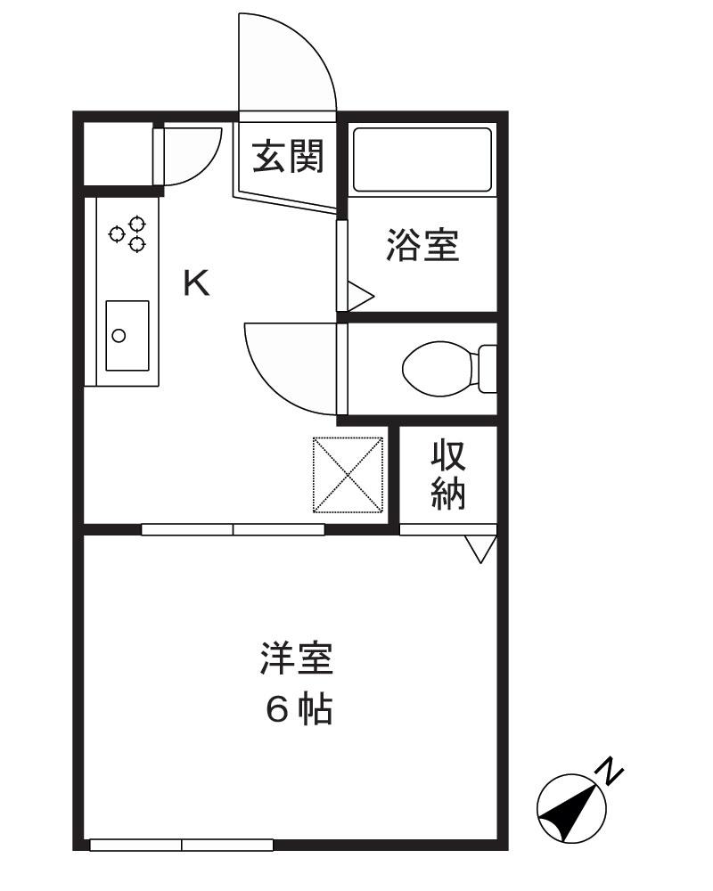 リベラルD(1K/2階)の間取り写真
