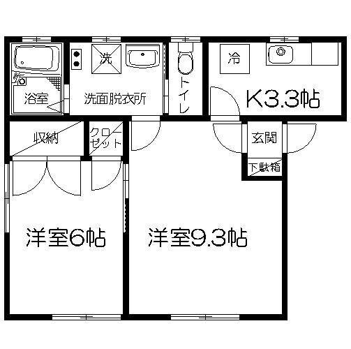 ニュー富士(2K/2階)の間取り写真