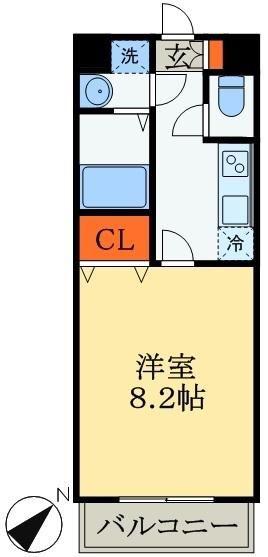 ブリリアント大木Ⅱ(1K/2階)の間取り写真