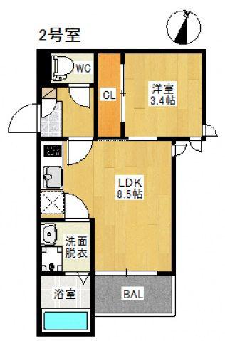 REGALEST ALIVIO旧RE 古市 2(1LDK/1階)の間取り写真