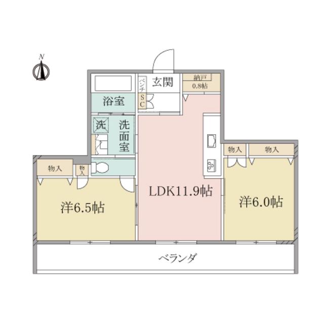 へーベルヴィレッジ新子安アーバンパークサイド(2LDK/1階)の間取り写真
