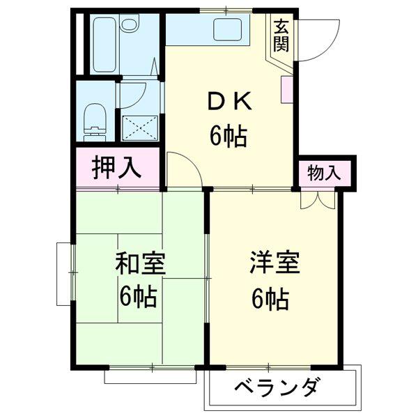 メゾン小森谷(2DK/2階)の間取り写真