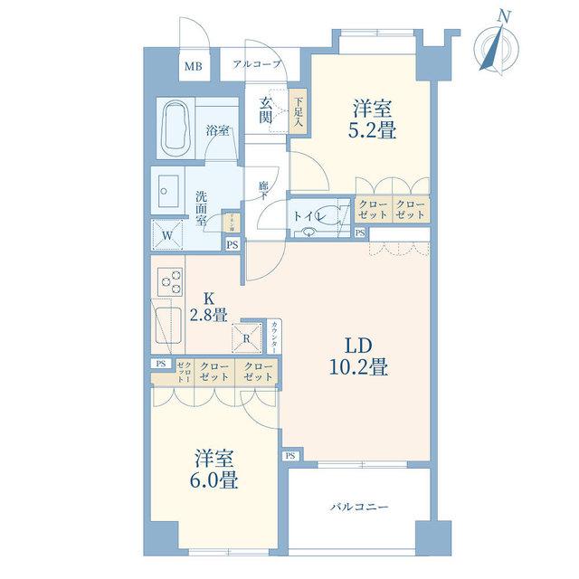 グラーサ三軒茶屋(2LDK/2階)の間取り写真