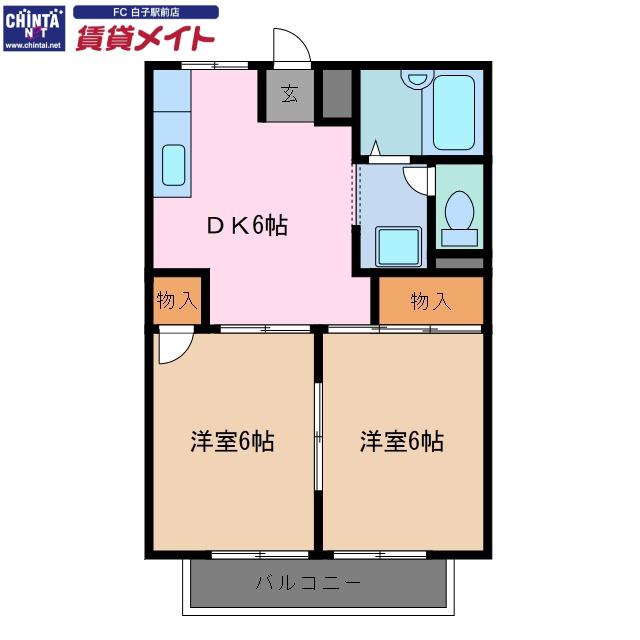 メゾンプロムナ(2DK/1階)の間取り写真