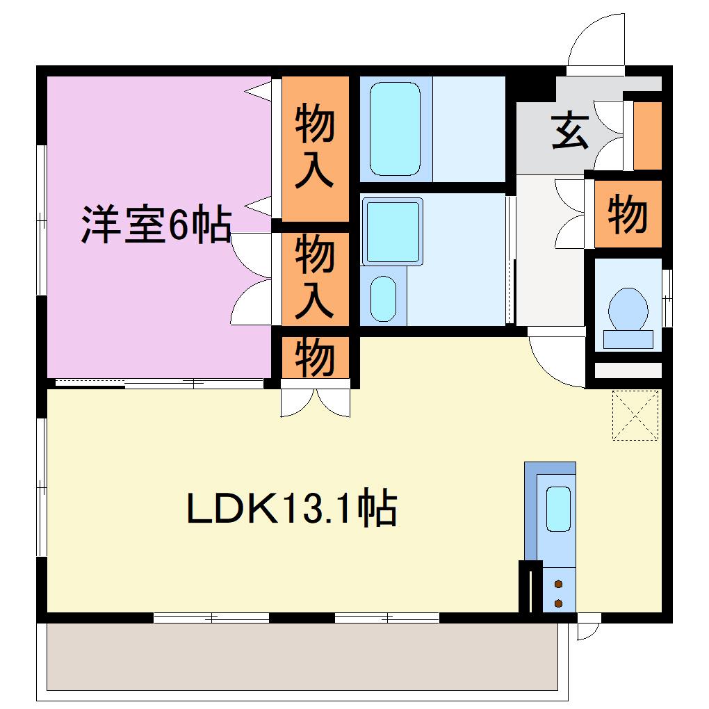 プレザントヴィル(1LDK/1階)の間取り写真