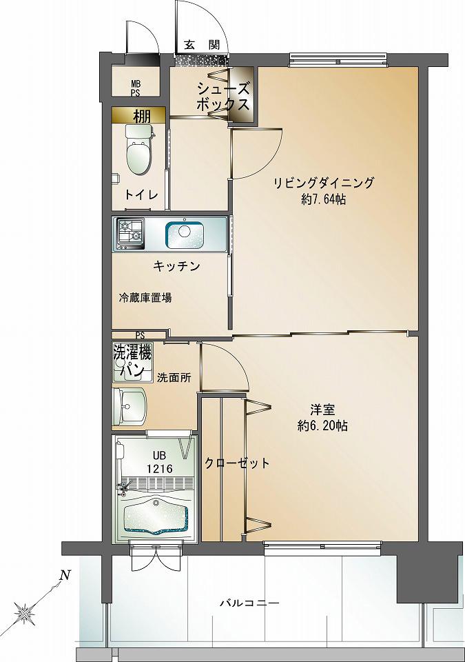 エンクレスト天神南III(2K/2階)の間取り写真