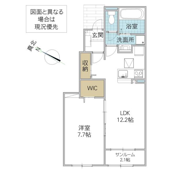 グレースSAM A(1LDK/1階)の間取り写真