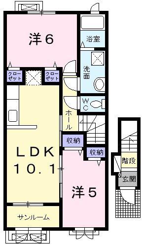 ミカーサ(2LDK/2階)の間取り写真