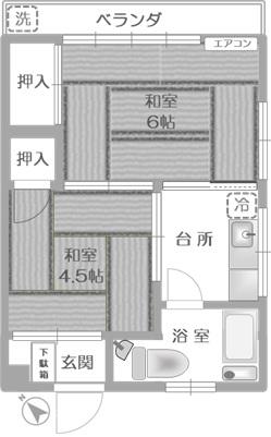 スリービーマンション 部屋番号203(2K/2階)の間取り写真