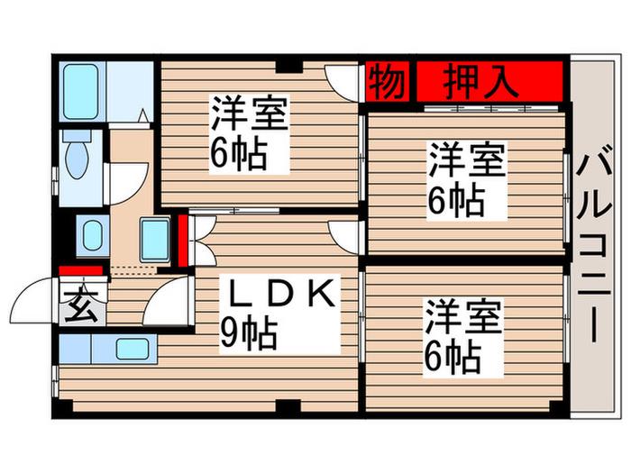 アビタシオンビラージュ2(3LDK/1階)の間取り写真