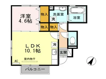 メルヴェーユ青山 A(1LDK/1階)の間取り写真